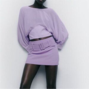 ZARA semi sheer lilac/light purple blouse